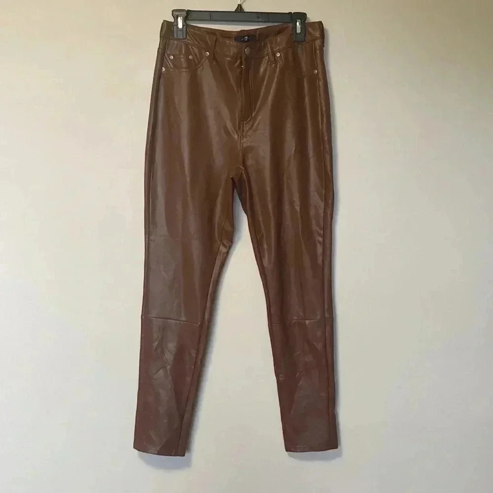 7 for All Mankind vegan  faux leather brown pants
